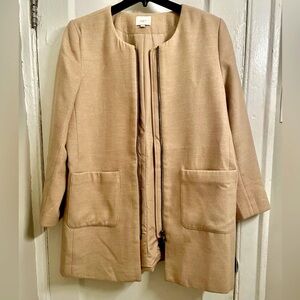 Ann Loft Cream Zip Up Coat Square Front Pockets